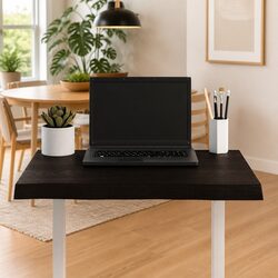 Wooden Table Top Dark Brown Live Edge Solid Oak Wood Replacement Board 60x50cm