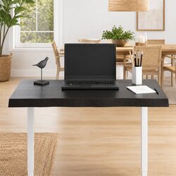 Table Top Dark Brown Solid Oak Wood Live Edge DIY Replacement 80x40 cm
