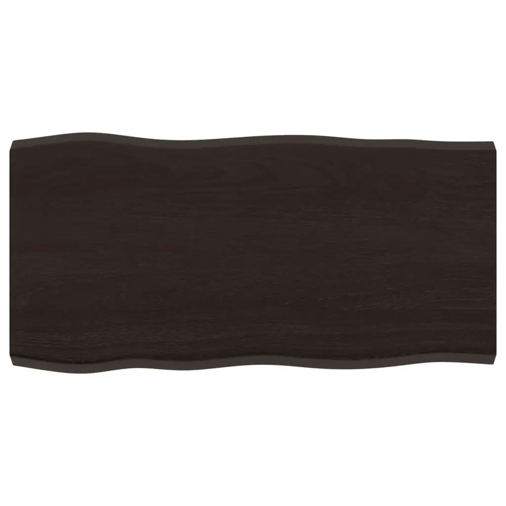 Table Top Dark Brown Solid Oak Wood Live Edge DIY Replacement 80x40 cm