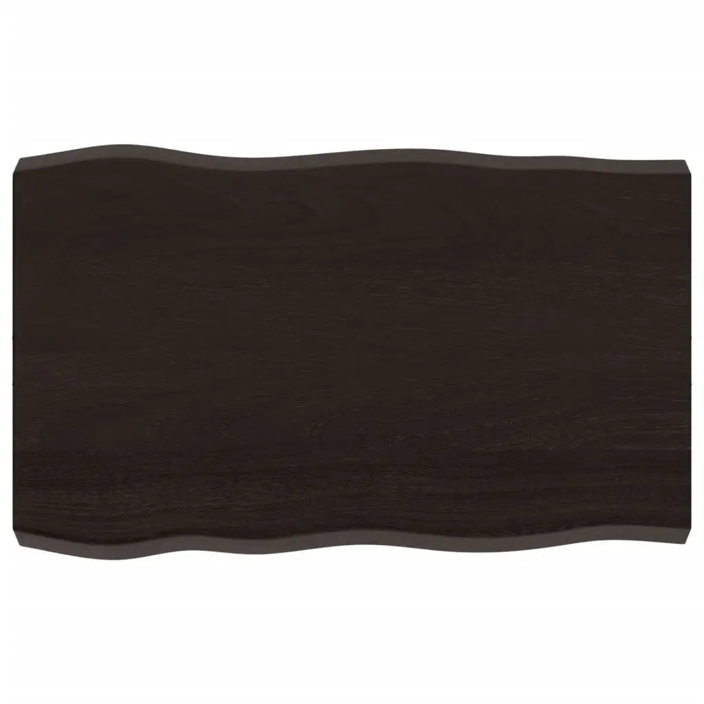 Wooden Table Top Solid Oak Live Edge 80x50cm Dark Brown