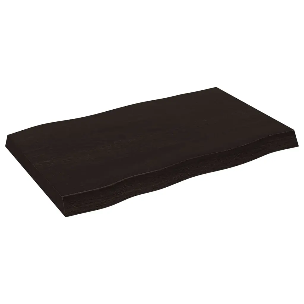 Wooden Table Top Solid Oak Live Edge 80x50cm Dark Brown