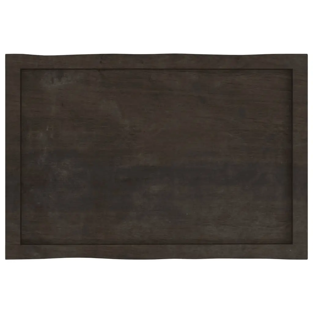 Wooden Table Top Solid Oak Live Edge 80x50cm Dark Brown
