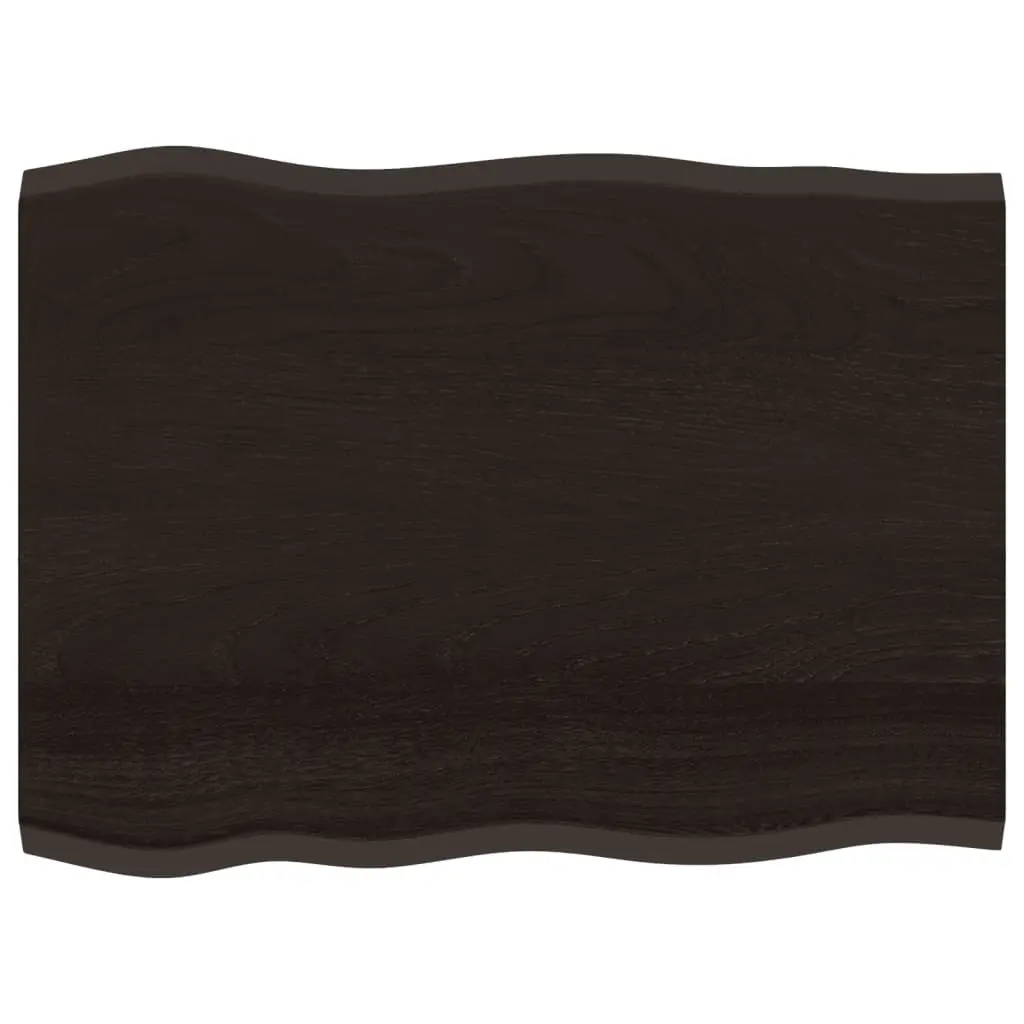 Solid Oak Wood Replacement Board Handcrafted Live Edge Dark Brown 80x60x2cm