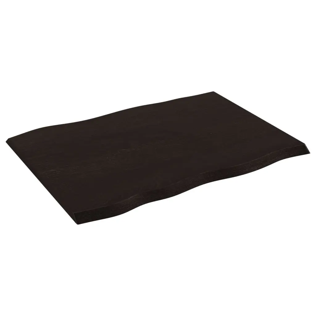 Solid Oak Wood Replacement Board Handcrafted Live Edge Dark Brown 80x60x2cm