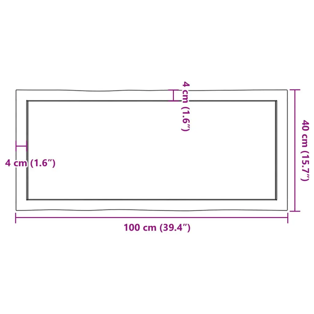Solid Oak Table Top 100x40cm with Natural Charm