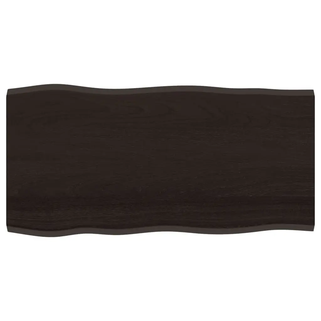 Solid Oak Table Top Live Edge 100x50cm Dark Brown Replacement Board