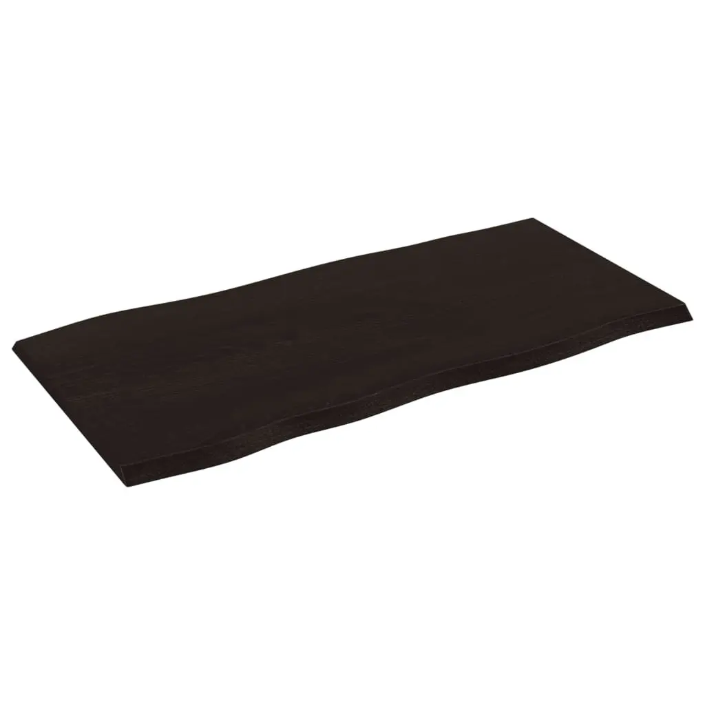 Solid Oak Table Top Live Edge 100x50cm Dark Brown Replacement Board