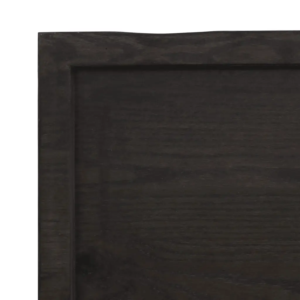 Wooden Table Top Solid Oak Live Edge 100x50cm Dark Brown Handcrafted