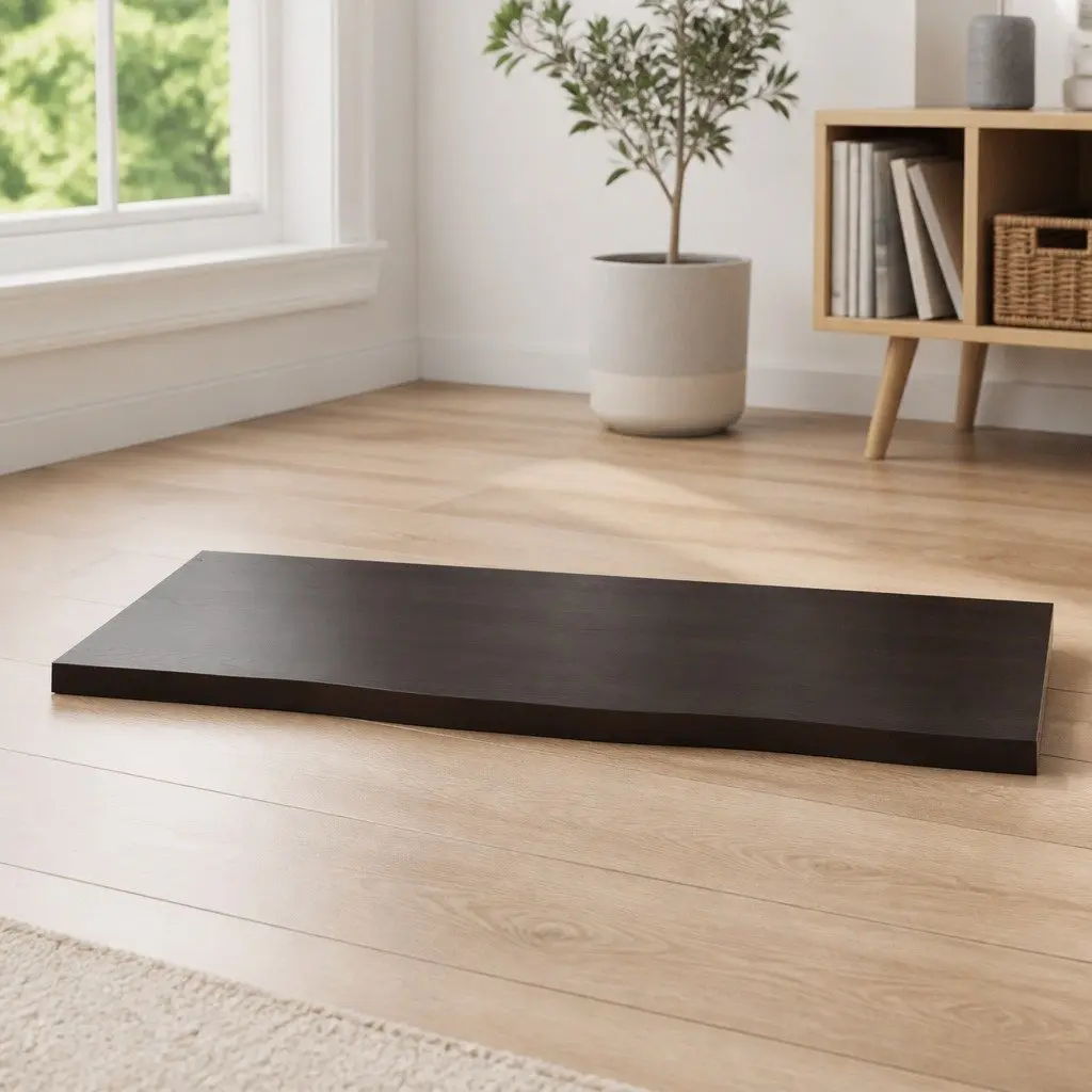 Solid Oak Wood Table Top Live Edge 100x60x2 cm Dark Brown Handcrafted
