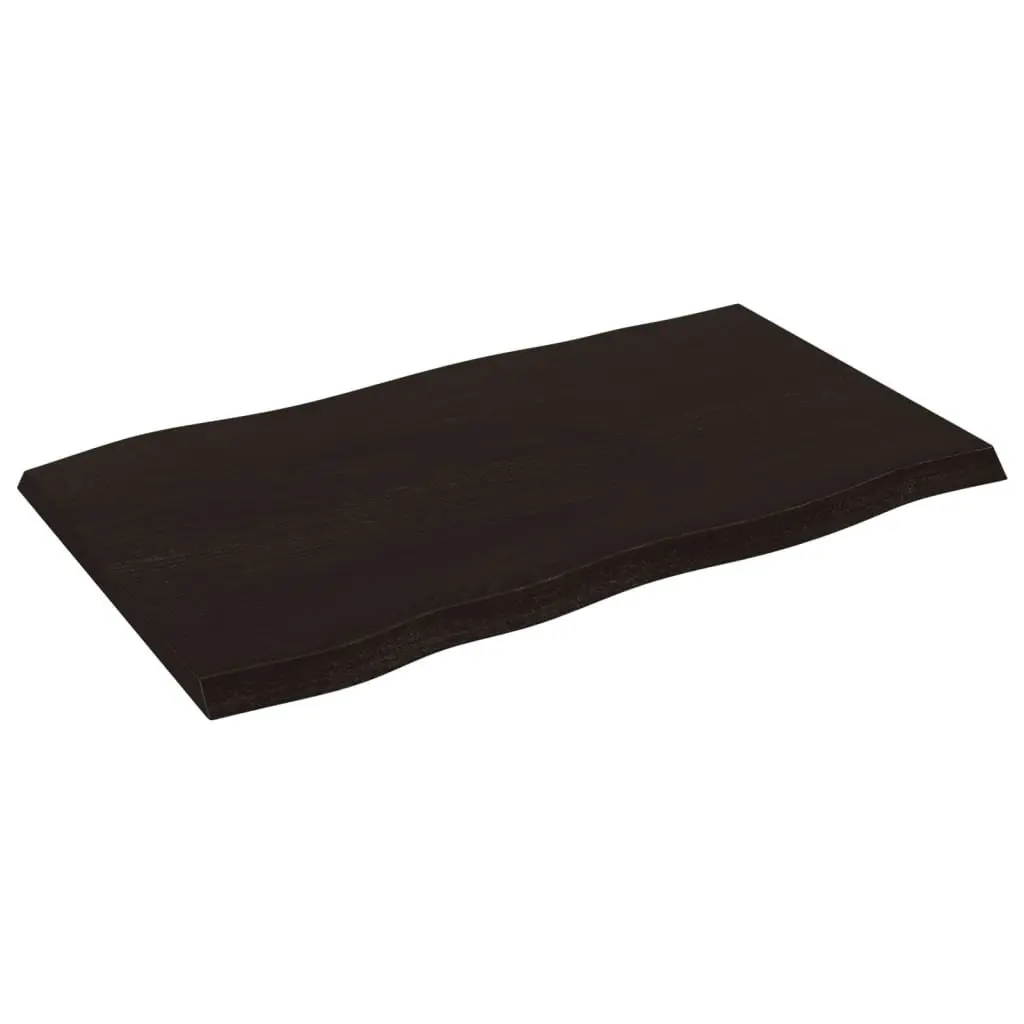 Live Edge Table Top Handcrafted Dark Brown Solid Oak Wood 100x60cm