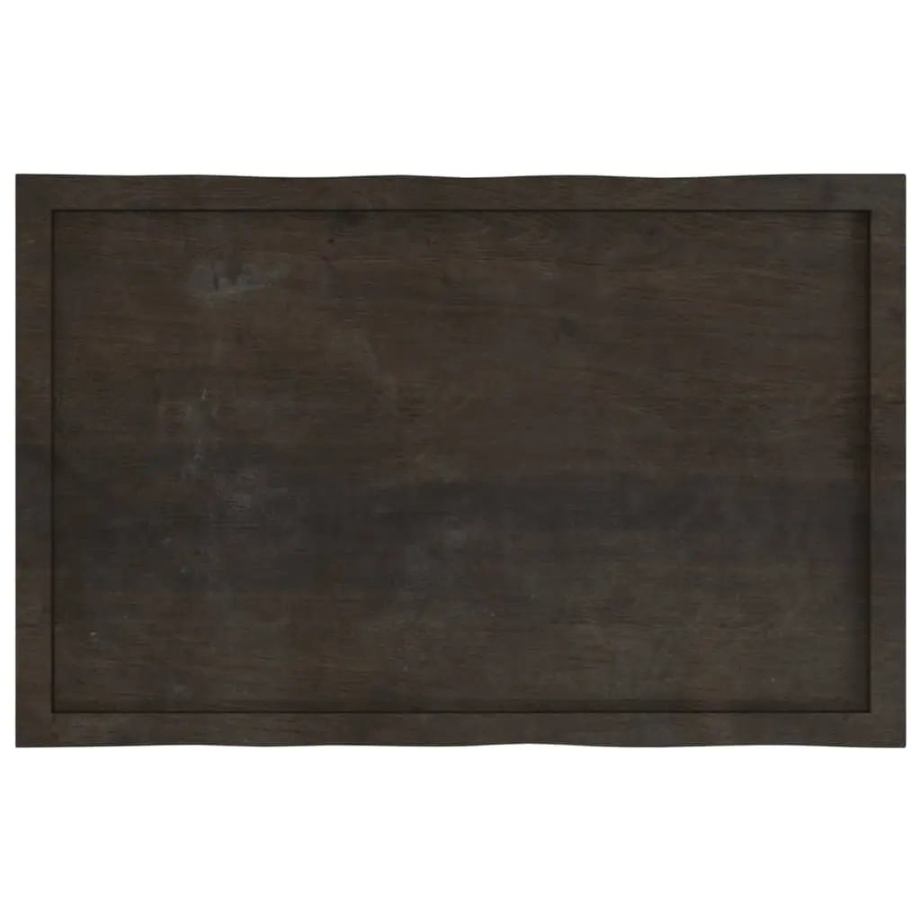 Live Edge Table Top Handcrafted Dark Brown Solid Oak Wood 100x60cm