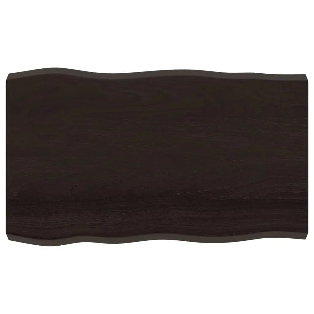 Wooden Dark Brown Table Top Solid Oak Live Edge 100x60cm Handcrafted Replacement