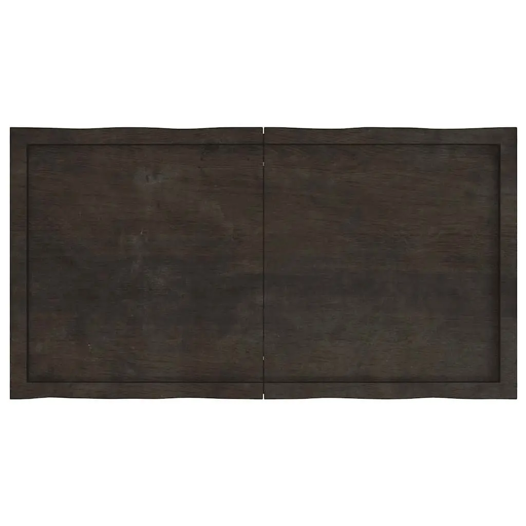Wooden Table Top Dark Brown 120x60cm Solid Oak Live Edge Treated Folding