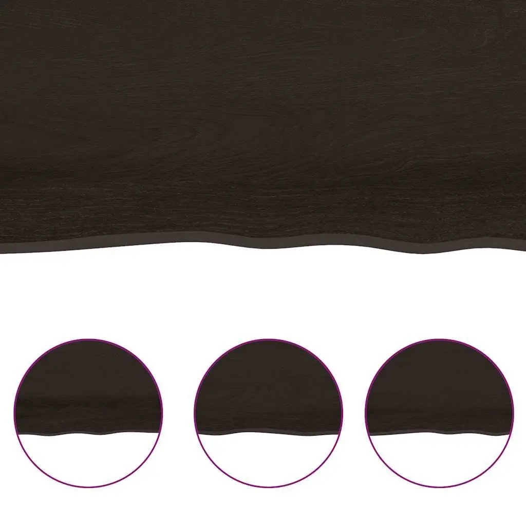 Wooden Table Top Dark Brown 120x60cm Solid Oak Live Edge Treated Folding