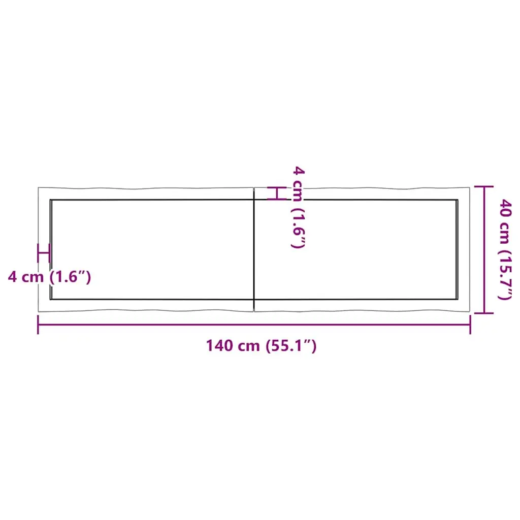 Solid Wood Table Top Dark Brown Live Edge 140x40cm Folding Replacement Board