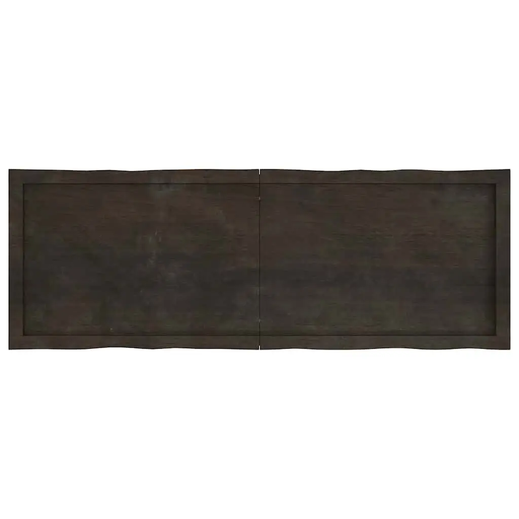 Folding Table Top Dark Brown Solid Oak Wood Live Edge 140x50cm Treated Handcrafted