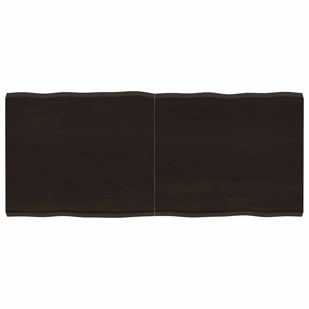 Wooden Table Top Solid Oak Live Edge Foldable 140x60cm Dark Brown