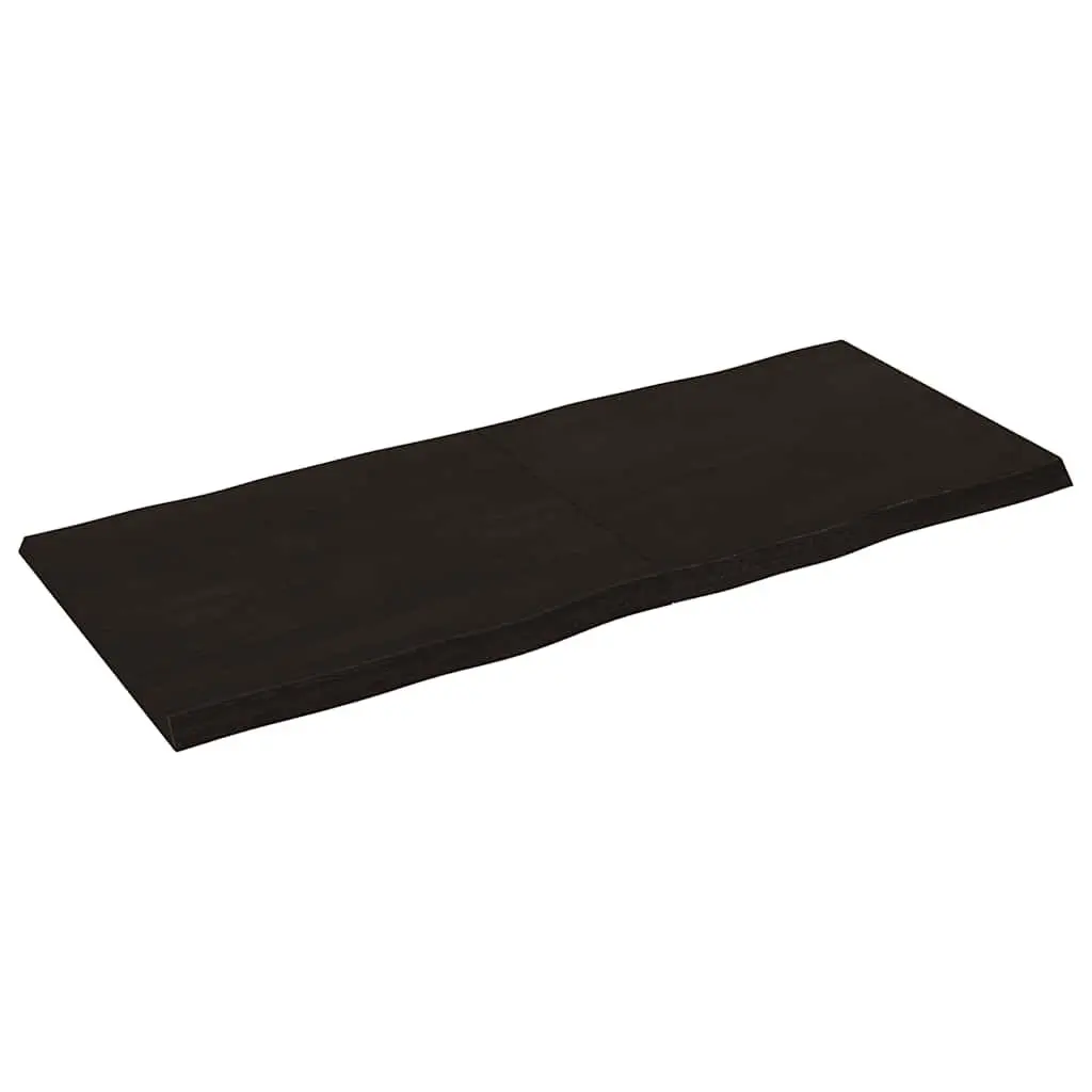 Wooden Table Top Solid Oak Live Edge Foldable 140x60cm Dark Brown
