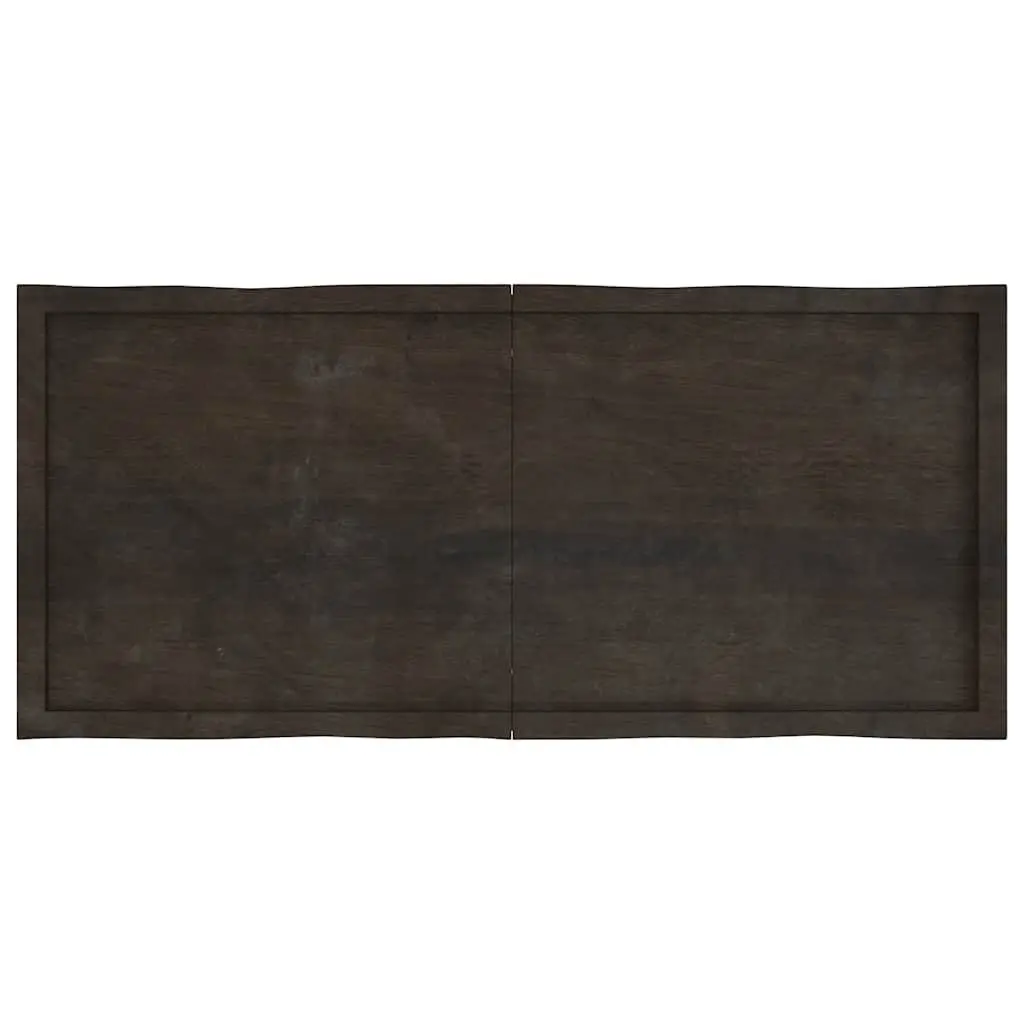 Wooden Table Top Solid Oak Live Edge Foldable 140x60cm Dark Brown