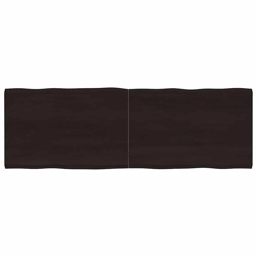 Wooden Table Top Dark Brown 180x60cm Treated Solid Oak Live Edge Foldable