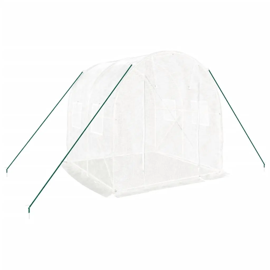 Greenhouse Steel Frame 2x2x2 m White PE Cover with Roll-Up Door and Mesh Windows