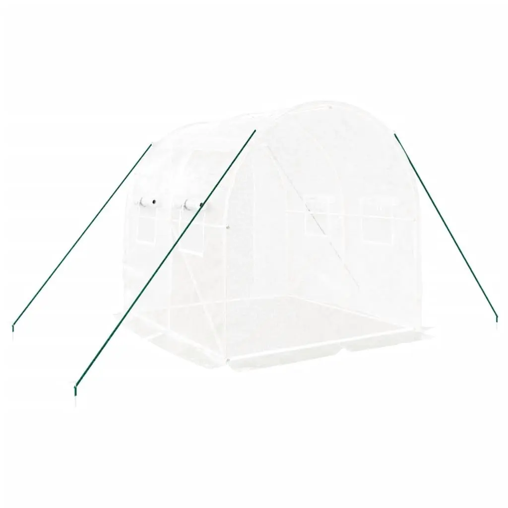 Greenhouse Steel Frame 2x2x2 m White PE Cover with Roll-Up Door and Mesh Windows