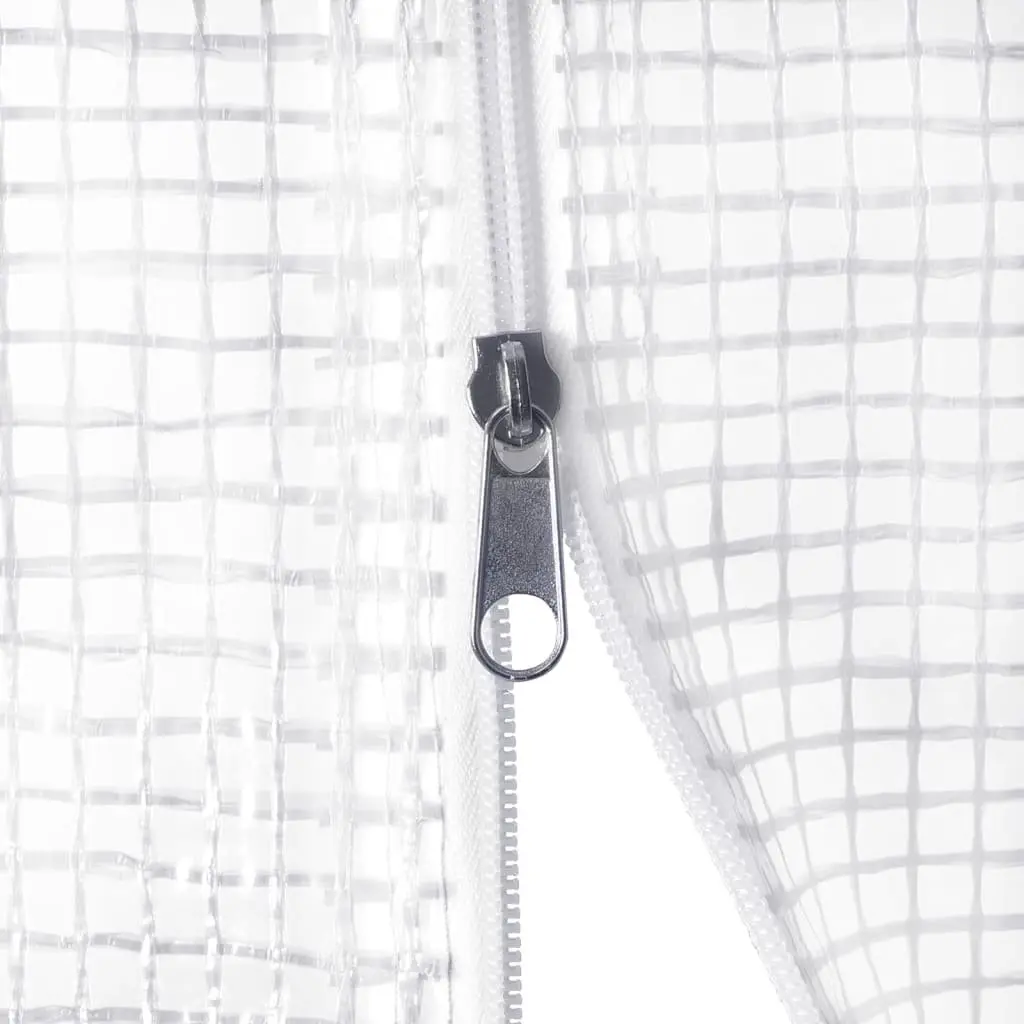 Greenhouse Steel Frame 2x2x2 m White PE Cover with Roll-Up Door and Mesh Windows