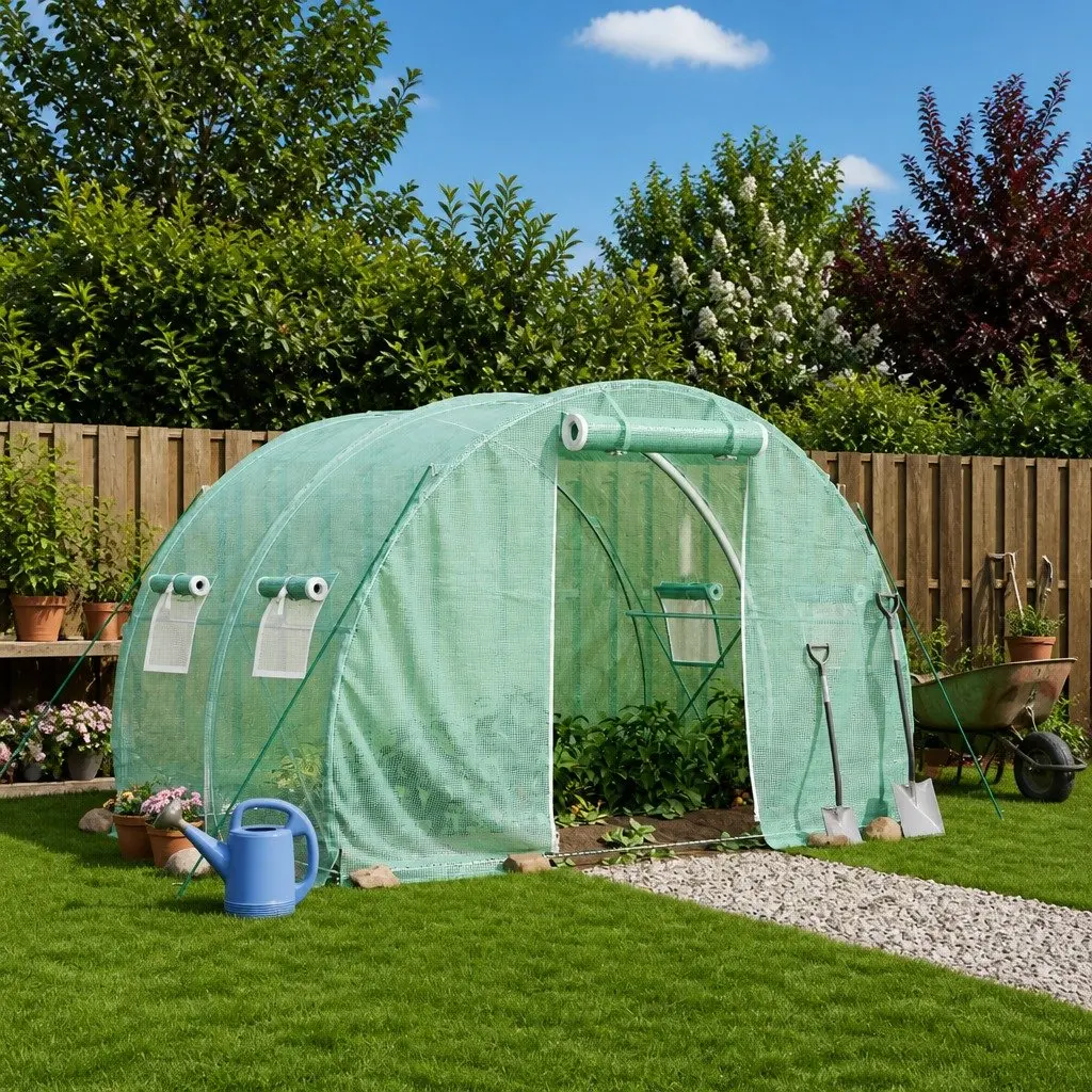 Greenhouse Garden Plant House Steel Frame 3x2x2m Green Weather Resistant PE Cover