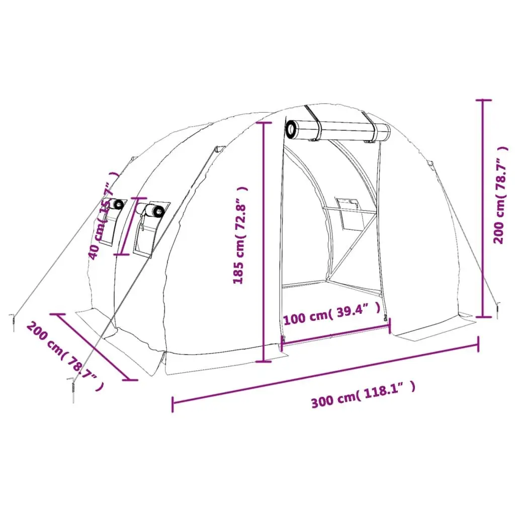 Greenhouse Garden Plant House Steel Frame 3x2x2m Green Weather Resistant PE Cover