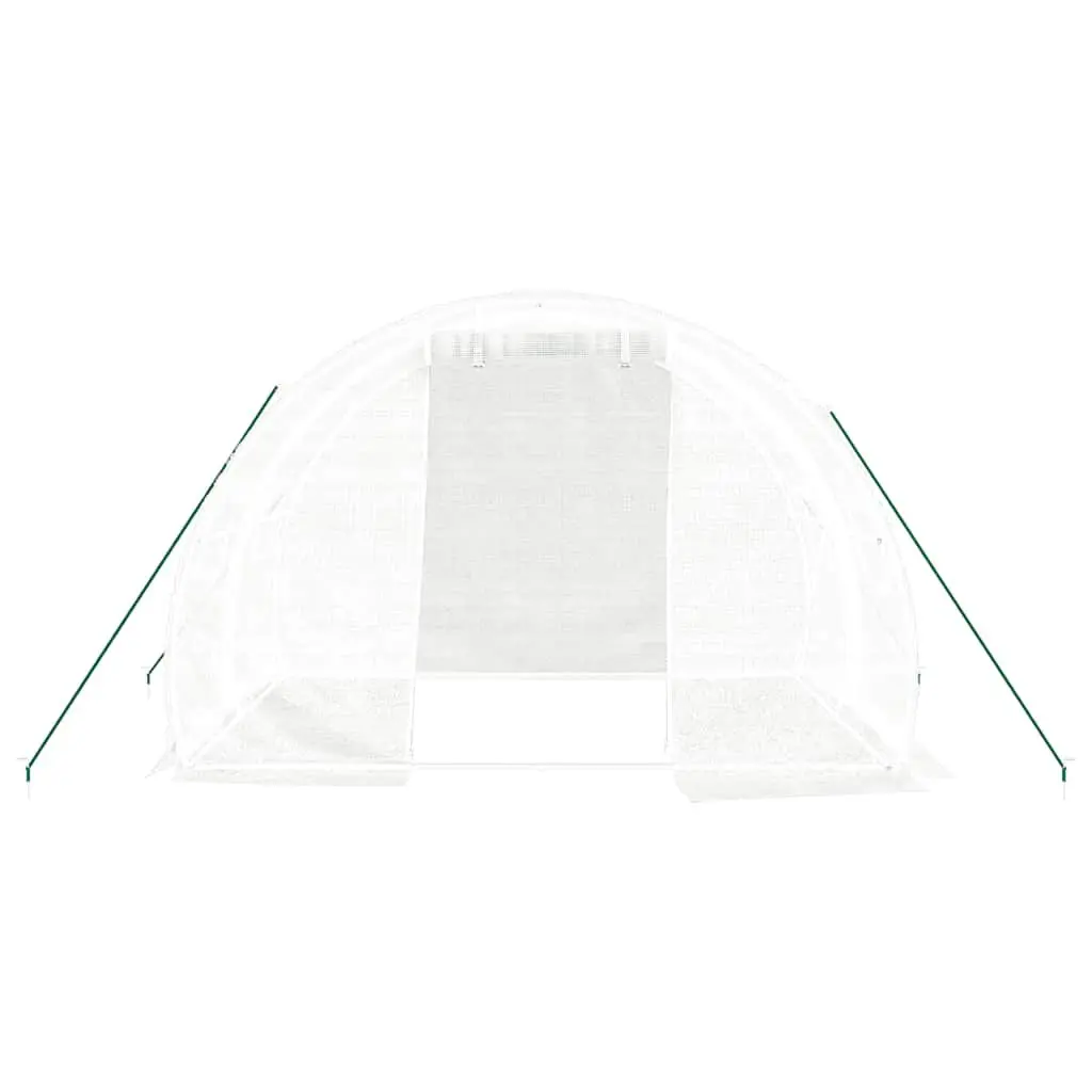 Greenhouse PE Cover White Steel Frame 3x2x2m with Roll-up Door and Side Mesh Windows for Garden Plants