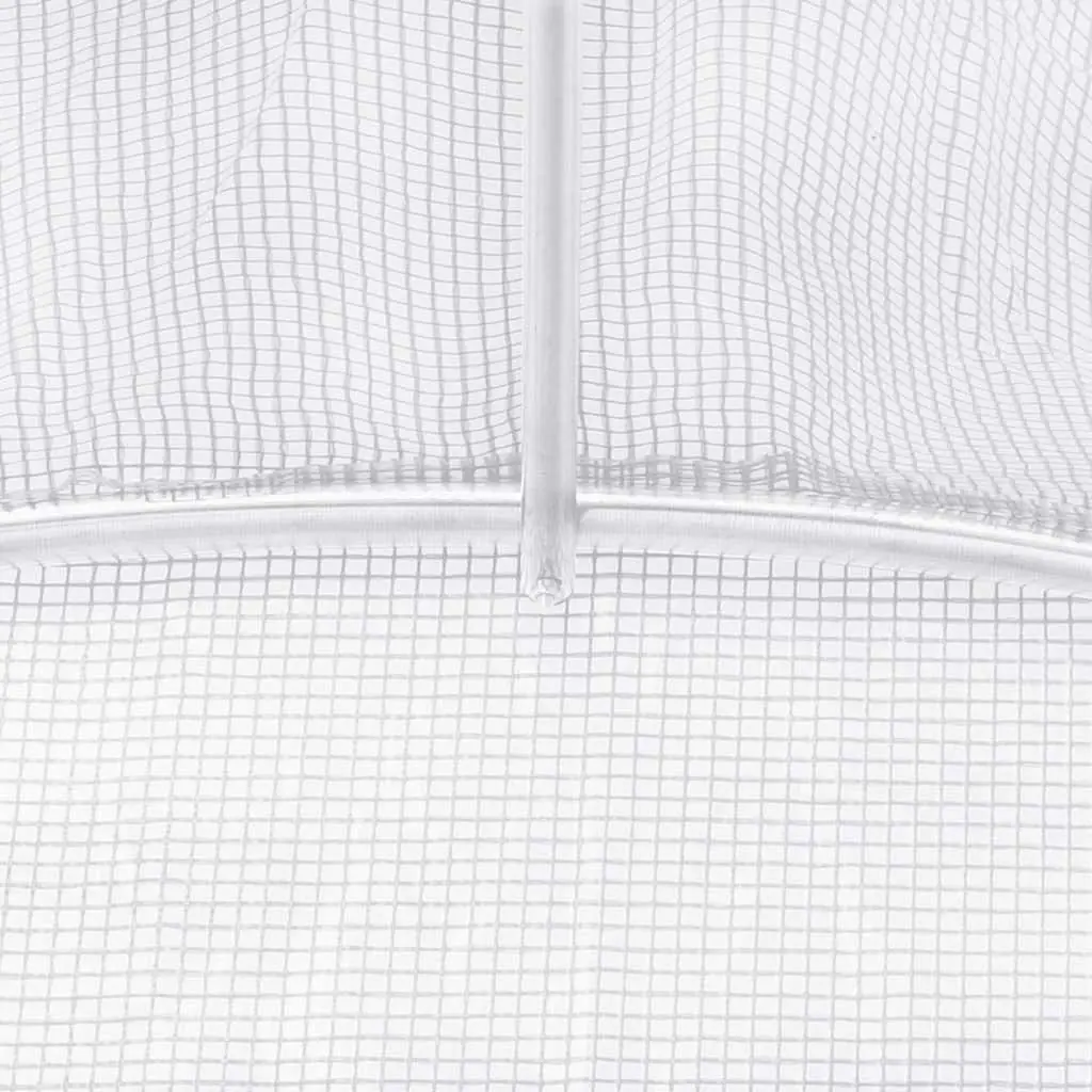 Greenhouse PE Cover White Steel Frame 3x2x2m with Roll-up Door and Side Mesh Windows for Garden Plants
