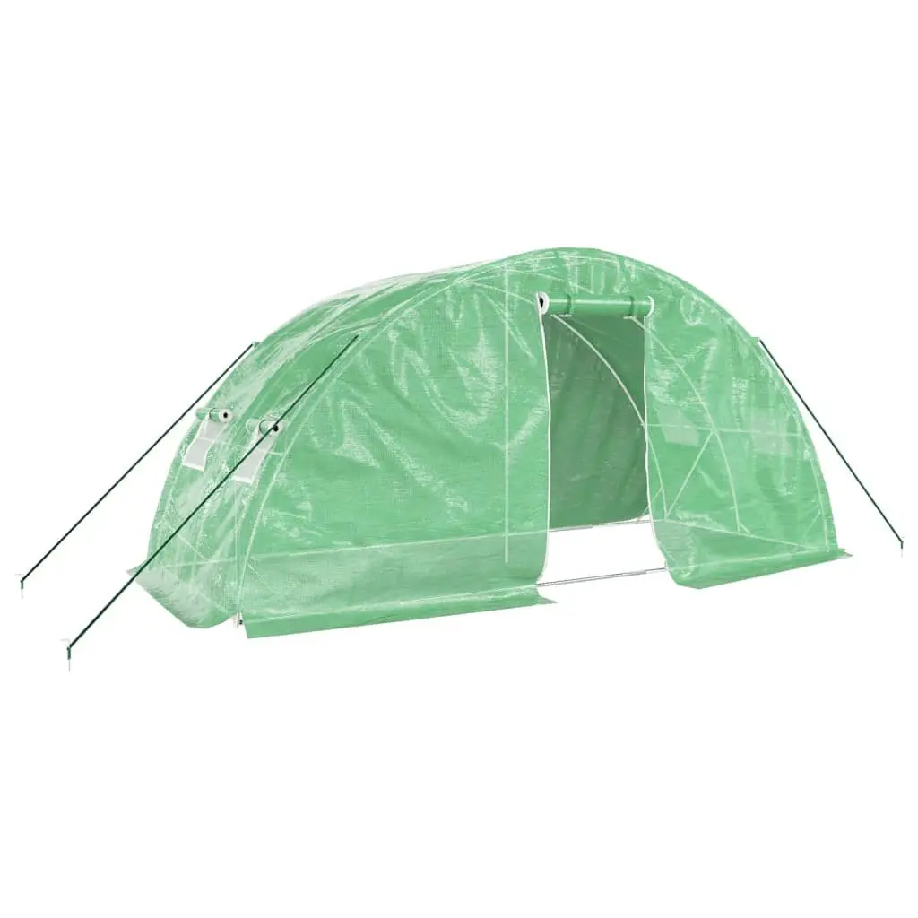 Greenhouse Steel Frame PE Cover Outdoor Plant House 5x2x2.3m Green