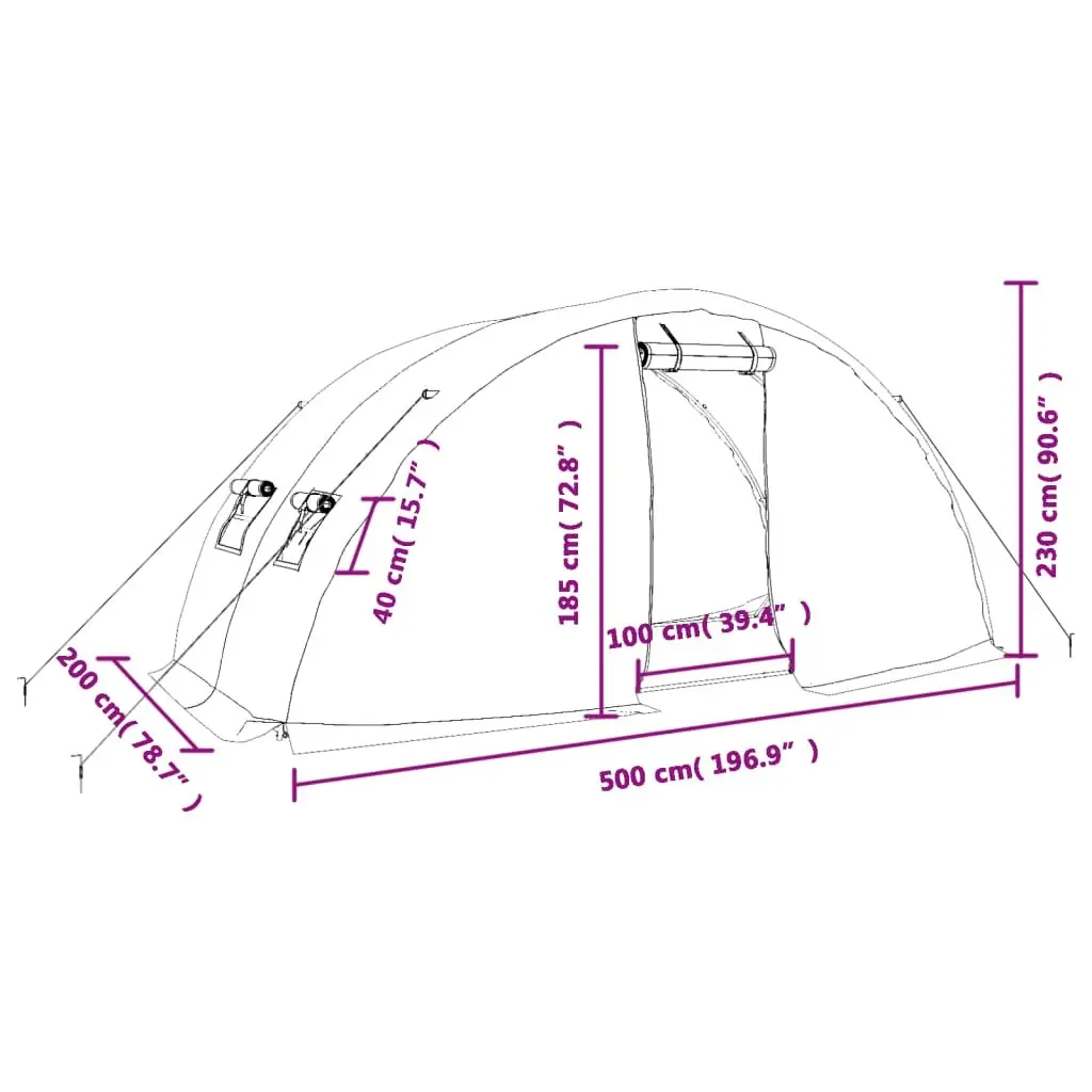 Greenhouse Steel Frame PE Cover Outdoor Plant House 5x2x2.3m Green