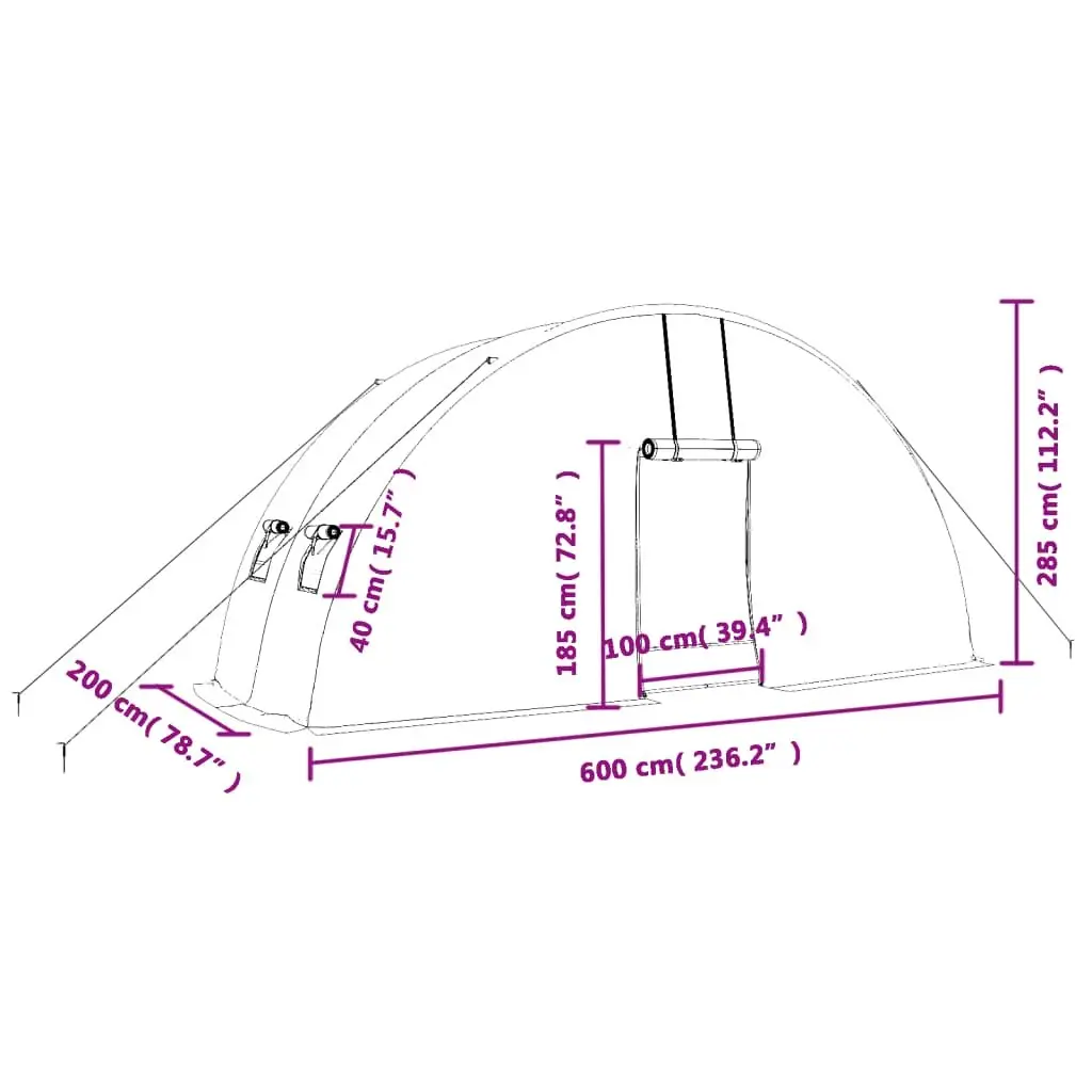 Greenhouse Steel Frame PE Cover 6x2x2.85m 12m² Green Garden Plant House