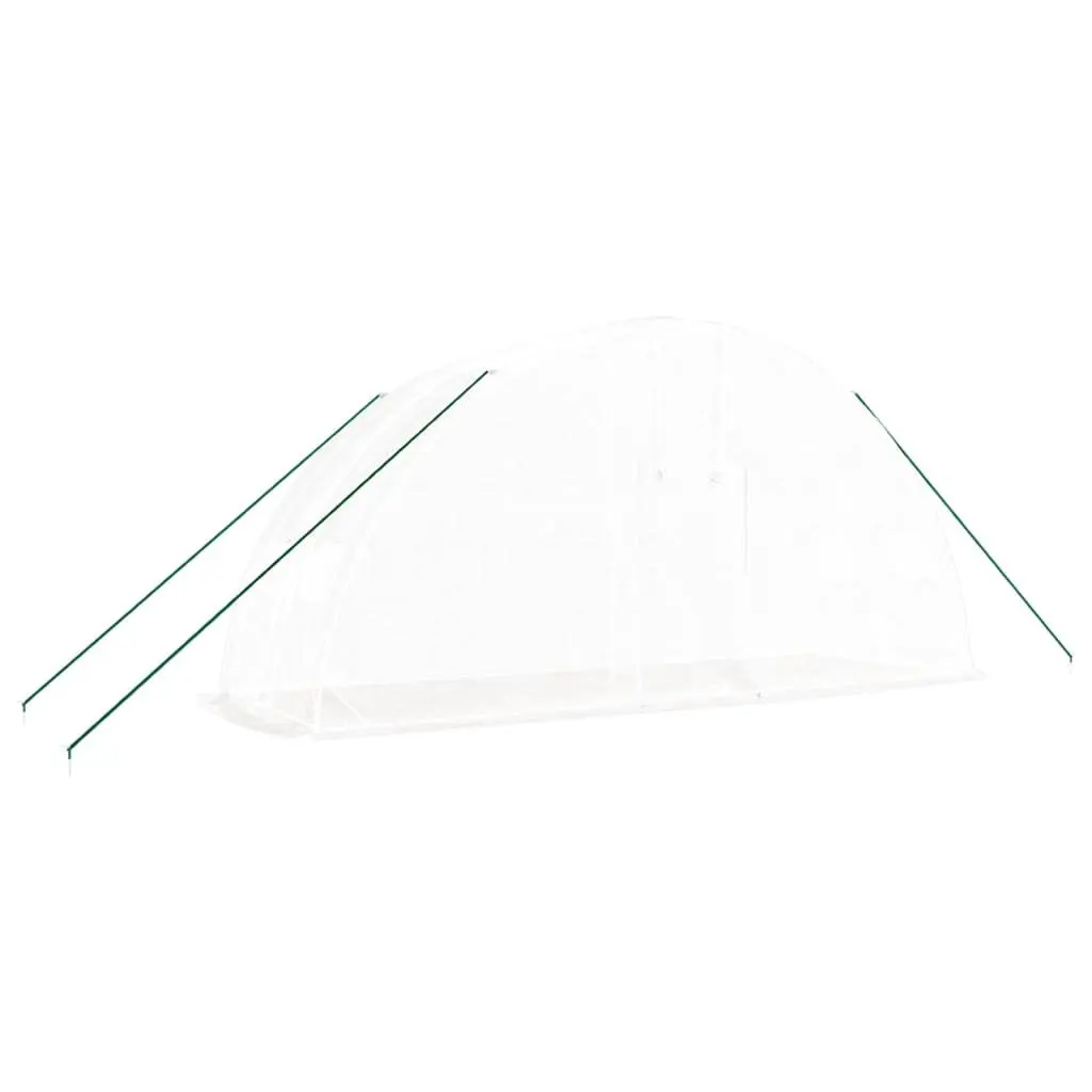 Greenhouse White PE Cover Steel Frame 6x2x2.85m 12m² Garden Plant House with Zippered Roll-Up Door and Four Mesh Windows