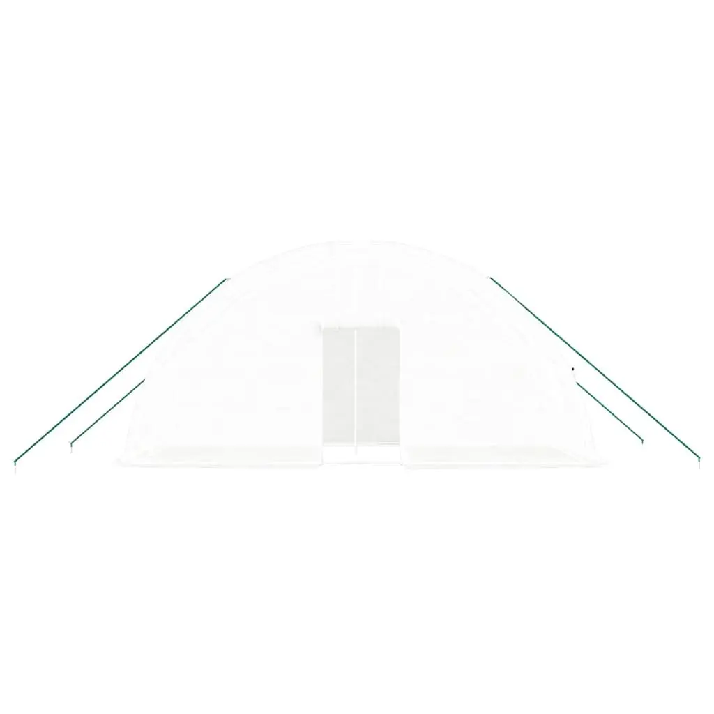 Greenhouse White PE Cover Steel Frame 6x2x2.85m 12m² Garden Plant House with Zippered Roll-Up Door and Four Mesh Windows