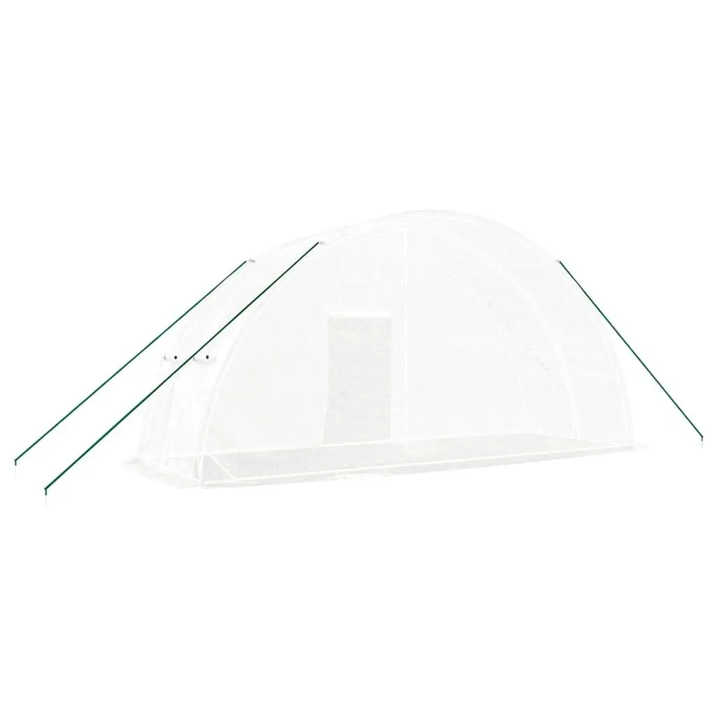 Greenhouse White PE Cover Steel Frame 6x2x2.85m 12m² Garden Plant House with Zippered Roll-Up Door and Four Mesh Windows