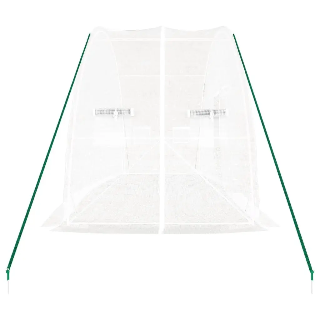 Greenhouse White PE Cover Steel Frame 6x2x2.85m 12m² Garden Plant House with Zippered Roll-Up Door and Four Mesh Windows