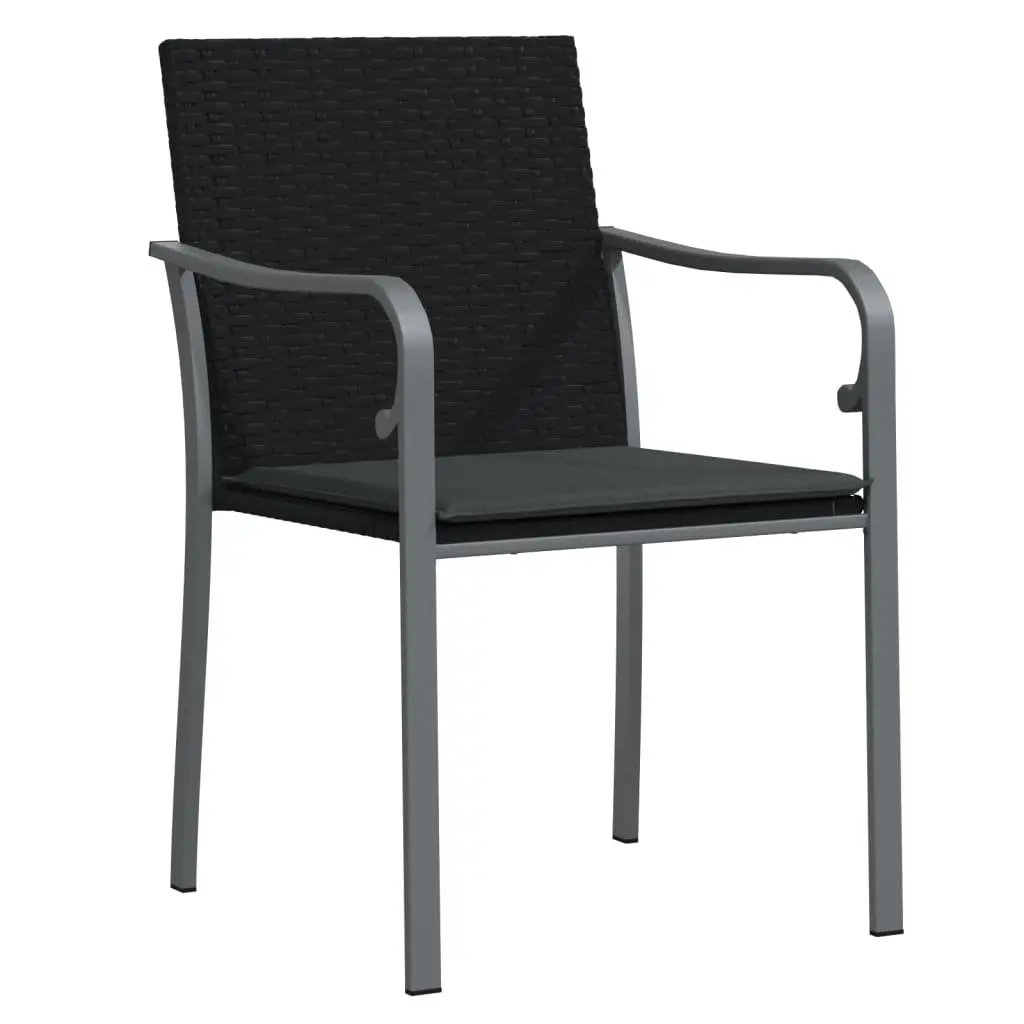 Outdoor Garden Chairs Black PE Rattan 2 pcs