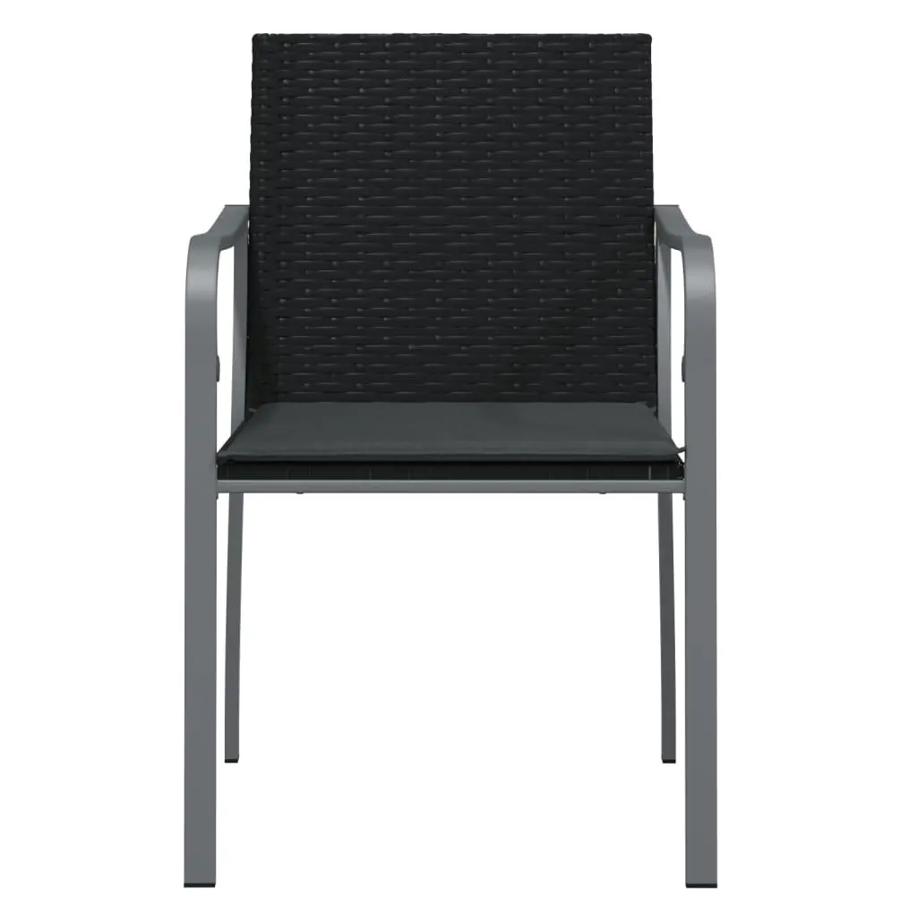 Outdoor Garden Chairs Black PE Rattan 2 pcs