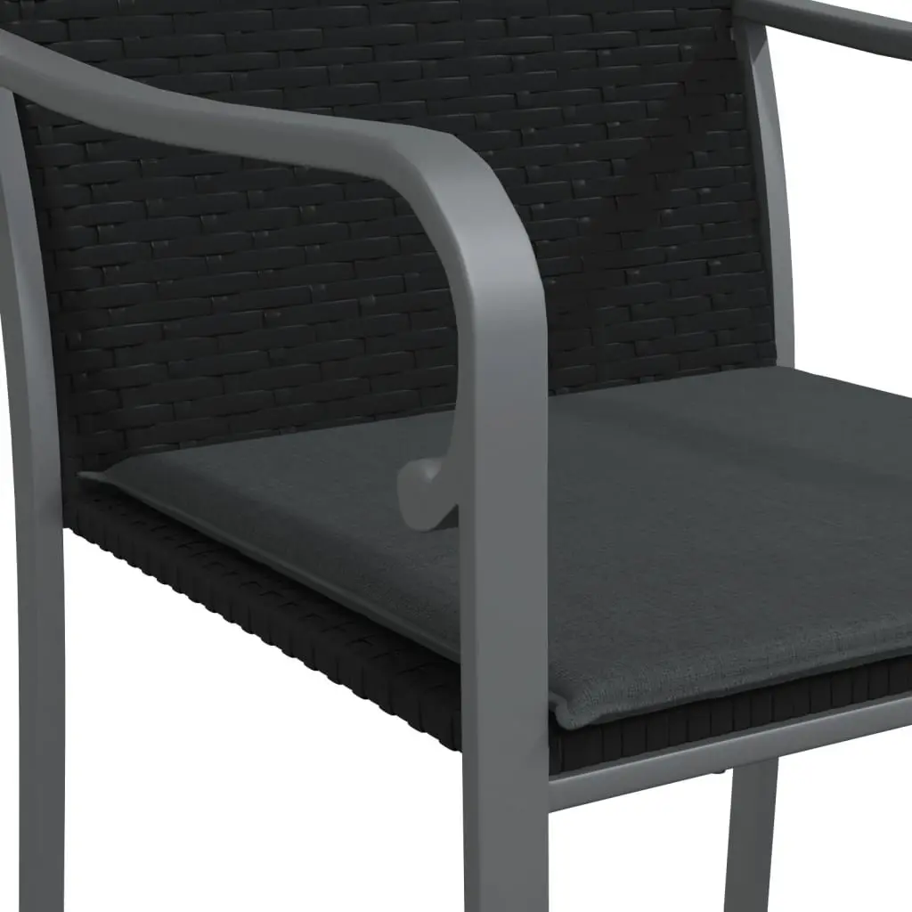 Outdoor Garden Chairs Black PE Rattan 2 pcs