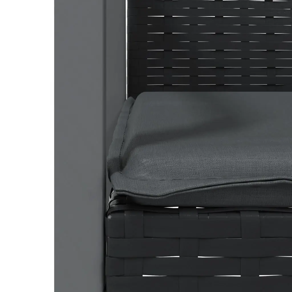 Outdoor Garden Chairs Poly Rattan Black with Cushions 56.5 x 57 x 83 cm Set of 2