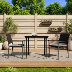 Practical Black Rattan Chairs Set of 2 for Outdoor Use