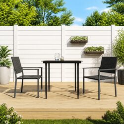 Black Outdoor Patio Chairs Set of 2 with Armrests