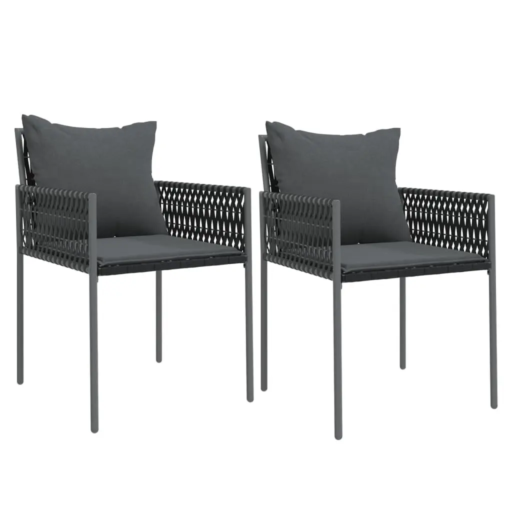 Outdoor Chairs Poly Rattan 2 Pieces Black Garden Patio Seating
