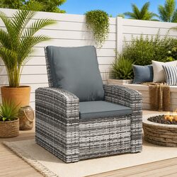 Practical Grey Outdoor Lounge Chair with Reclining Feature