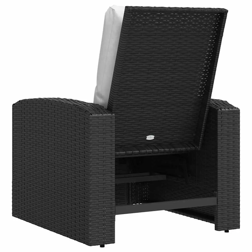 Garden Reclining Chair PE Rattan Steel Frame Adjustable Backrest Footrest Cushioned Black