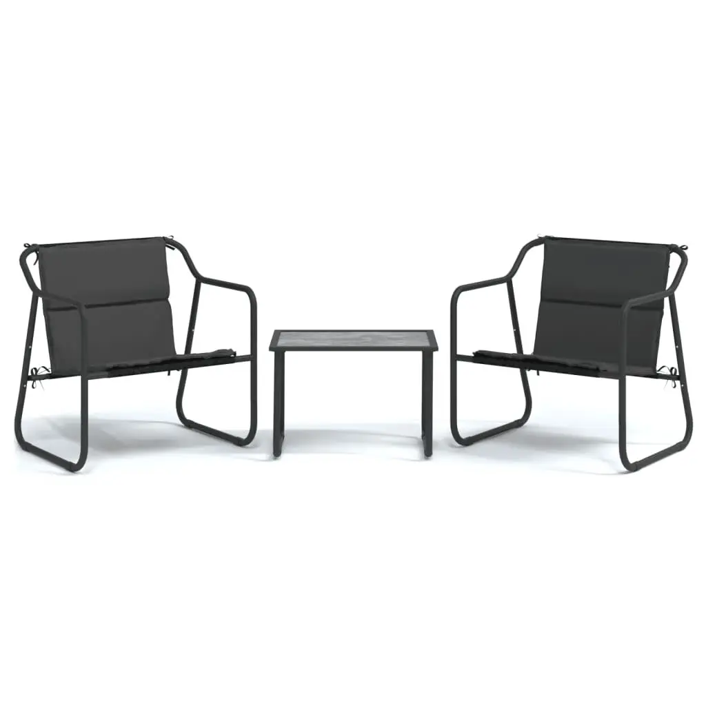 Garden Lounge Set 3 Piece Outdoor Furniture Steel Frame with Cushions Anthracite