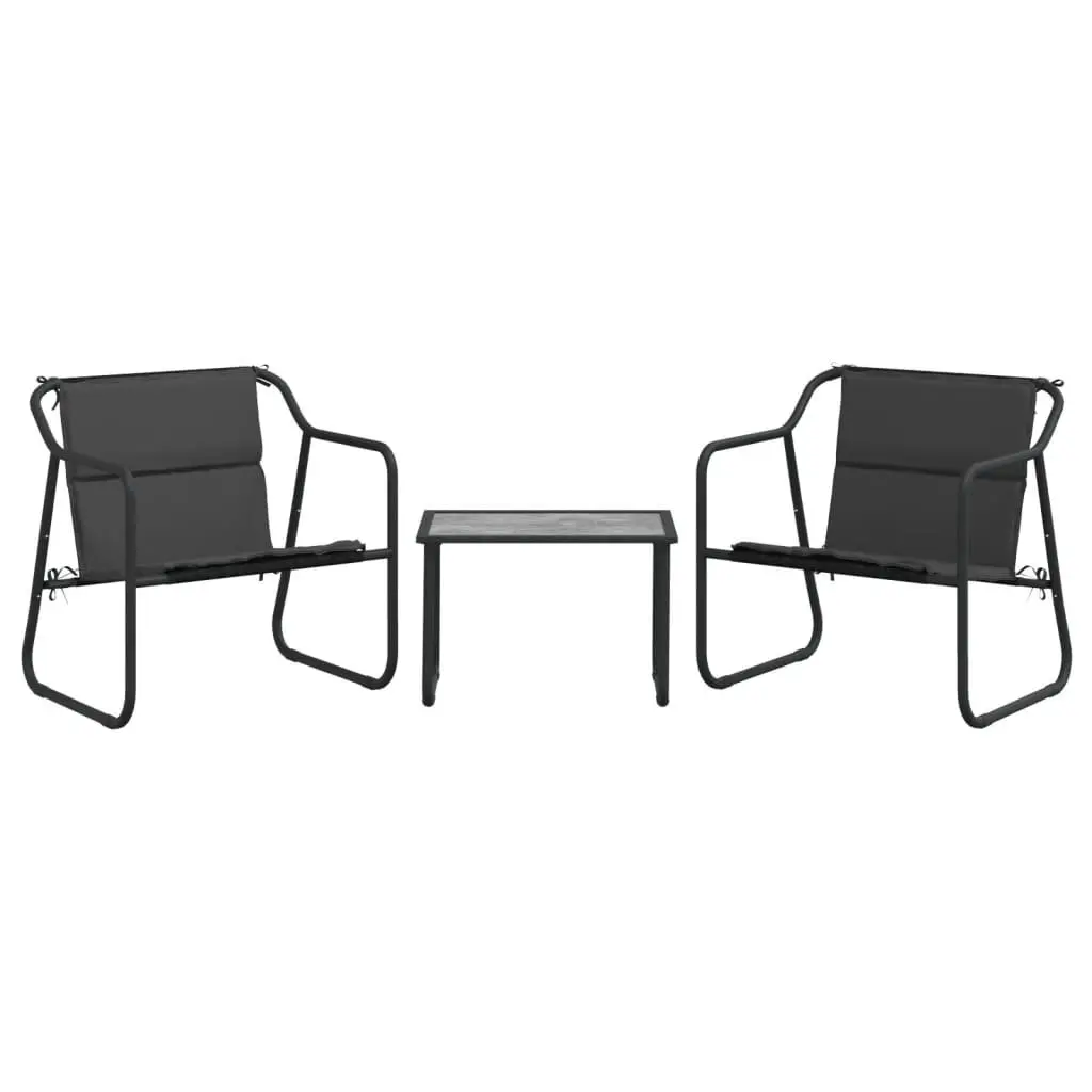 Garden Lounge Set 3 Piece Outdoor Furniture Steel Frame with Cushions Anthracite