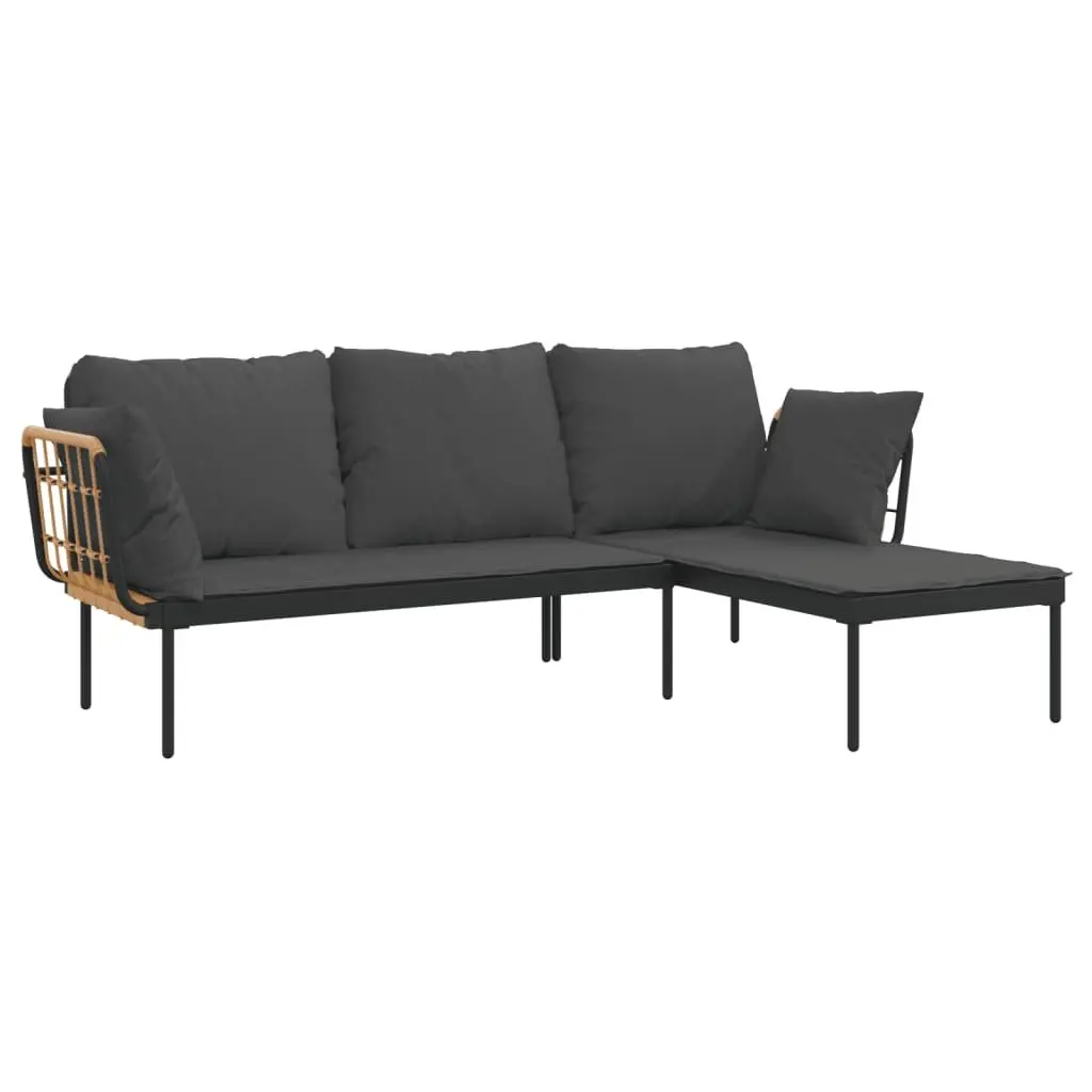 Garden Lounge Set PE Rattan Steel Frame 3 Piece Anthracite